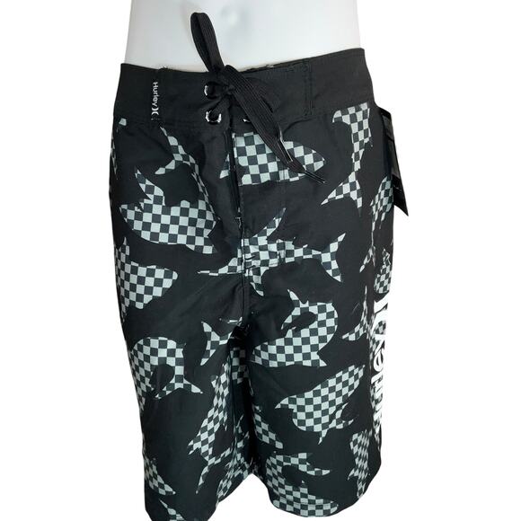 - Hurley Big Boys Printed Drawcord Board Shorts - Black Size 20 NWT - Picture 1 of 2